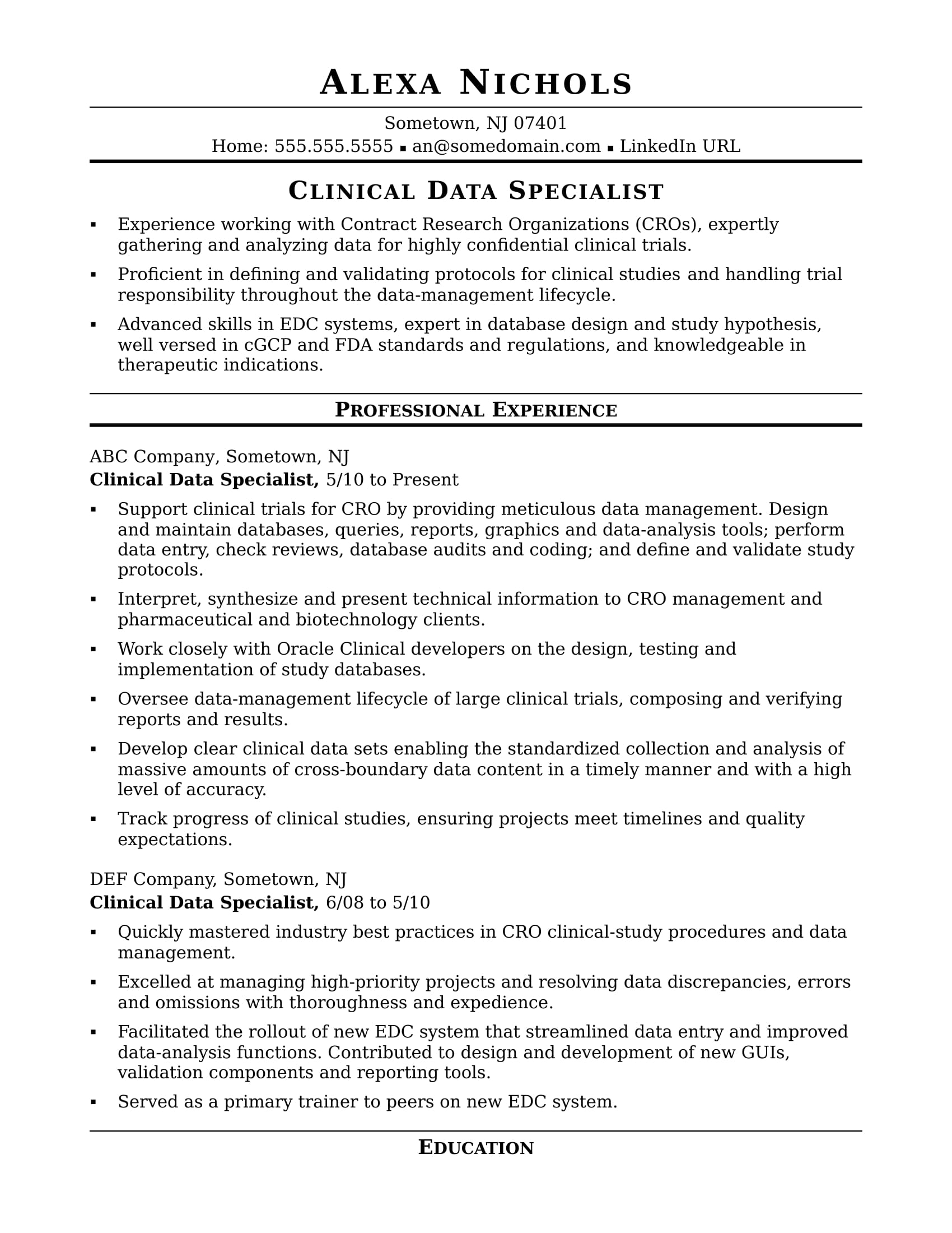 clinical data specialist resume sample monstercom management professional format for Resume Data Management Specialist Resume Sample